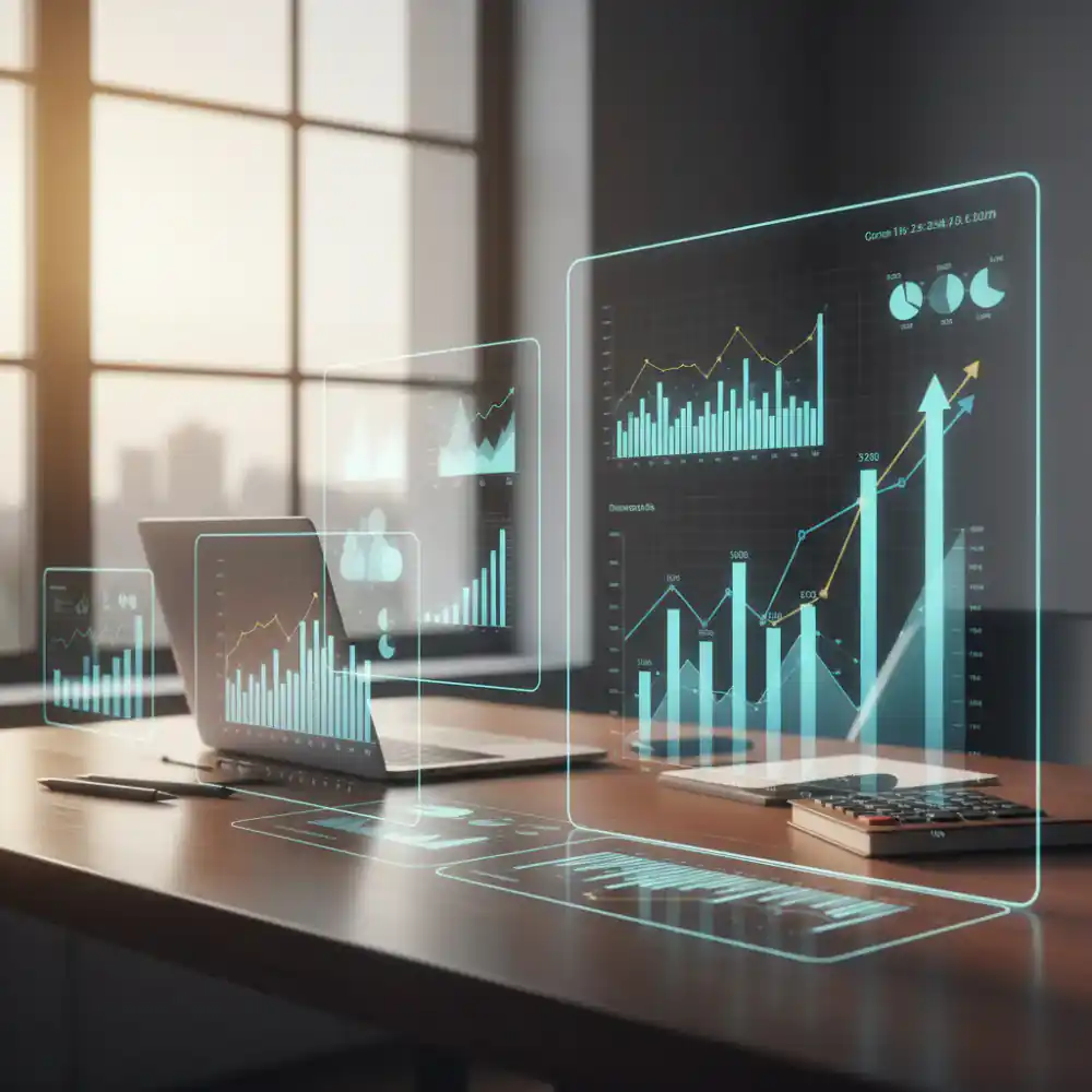 Financial graphs on a desk