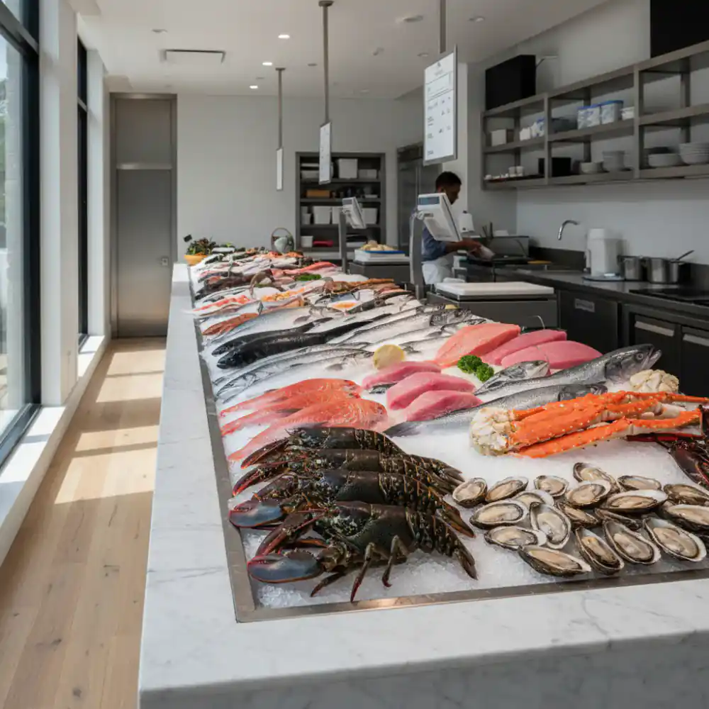 Premium seafood market display